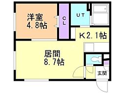 札幌市中央区南十九条西8丁目マンション 1LDKの間取図画像