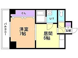 ル・ノルド 1DKの間取図画像