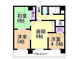 ロワールN4 3LDKの間取図画像