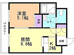 ensoleille山鼻 1LDKの間取図画像