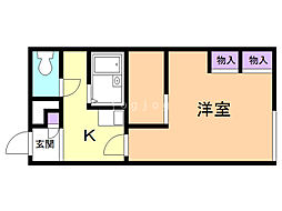 レオパレスソレイユ伏見 1Kの間取図画像