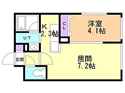 カーサ・フォレスト北円山 1LDKの間取図画像