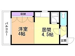 ヴァンクール北5条 1DKの間取図画像