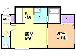 ヴェルデュール中央 1LDKの間取図画像