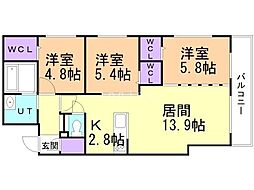 エルム北円山 3LDKの間取図画像