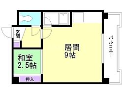 エスポワール16 1Kの間取図画像