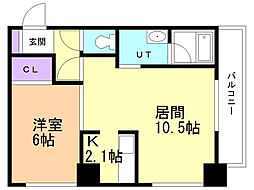 アヴェニュ近美前 1LDKの間取図画像