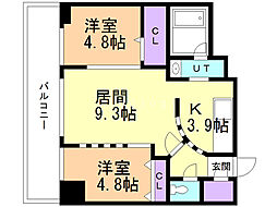 COLORE知事公館前 2LDKの間取図画像
