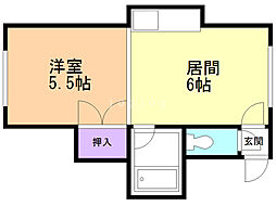 グランドール.円山大通W28 1DKの間取図画像