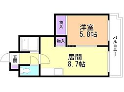 プレサント南5西9 1LDKの間取図画像