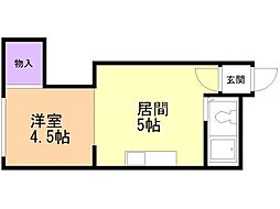 リバティーインハイム 1DKの間取図画像
