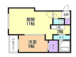 ラ・コーザ北円山 1LDKの間取図画像