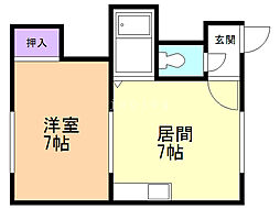 マンション若草 1LDKの間取図画像