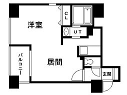円山シャトー桂和大通館 1LDKの間取図画像
