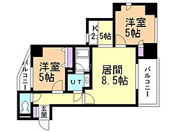 ライオンズプラザ植物園 2LDKの間取図画像