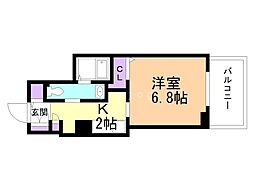レジディア南一条 1Kの間取図画像