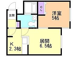 ポルトフィーノW18 1DKの間取図画像