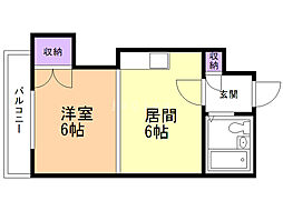 ロイヤルコート円山 1DKの間取図画像