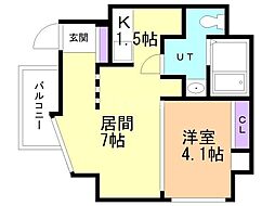 S-FORT北円山 1LDKの間取図画像