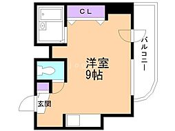 メゾンクレスト円山公園 ワンルームの間取図画像