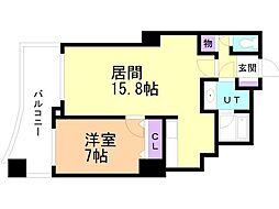 シティタワー円山神宮鳥居前 1LDKの間取図画像