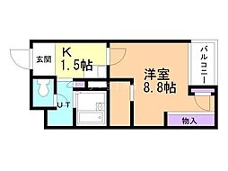 D'sVARIE札幌レジデンス 1Kの間取図画像