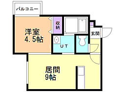 リデーレ西18丁目 1LDKの間取図画像