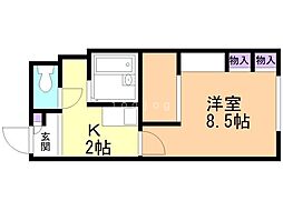 レオパレスセントラル南4条B 1Kの間取図画像