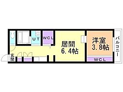 W912 1DKの間取図画像
