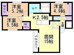 パーチェ円山裏参道 3LDKの間取図画像