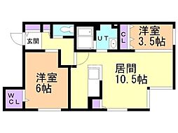 RESIDENCE SHINMEI 北円山 2LDKの間取図画像