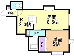 ウエストコースト大通 1LDKの間取図画像