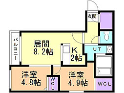 GranDReGIS 2LDKの間取図画像