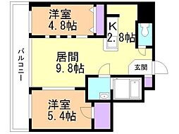 札幌中央レジデンス 2LDKの間取図画像