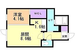 フィオリーノ 1LDKの間取図画像