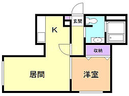 パールハイム桑園 1LDKの間取図画像