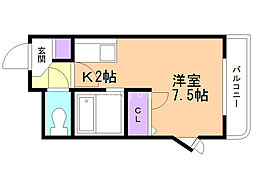 HBA裏参道 1Kの間取図画像