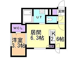 アルファレジデンス円山北2条 1LDKの間取図画像
