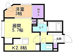 アルファレジデンス円山北2条 1LDKの間取図画像