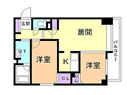 プライムアーバン北3条通 2LDKの間取図画像