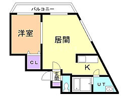 円山シャトー桂和坂下 1LDKの間取図画像