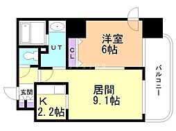 ティアラ資生館 1LDKの間取図画像