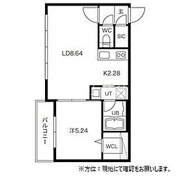 Lienマルヤマ 1LDKの間取図画像