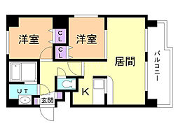 レヂデンス山鼻 2LDKの間取図画像