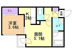 ラフォルテ桑園 1DKの間取図画像
