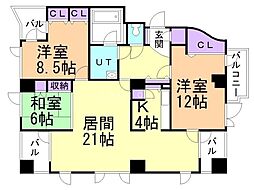 ビッグパレス西線ウエストタワー 3LDKの間取図画像