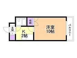 フォレスト15・8 1Kの間取図画像