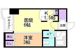 サンシャインシティ弐番館 1LDKの間取図画像
