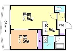 GRACE円山 1LDKの間取図画像