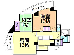 ライオンズステーションプラザ琴似 2LDKの間取図画像